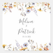 Herfst Zonneschijn Wildflower Wedding Envelop Afdi Vierkante Sticker (Voorkant)