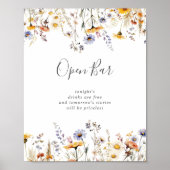 Herfst Zonneschijn Wildflower Wedding Open Bar Poster (Voorkant)