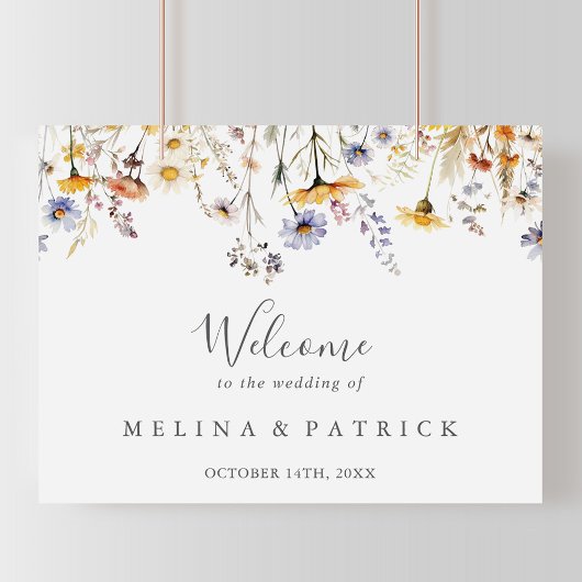 Herfst Zonneschijn Wildflower Wedding Welkom Poster