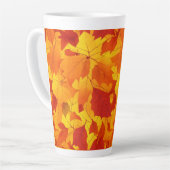 Herfst zonnig glanzend blad design latte mok (Linkerhoek)