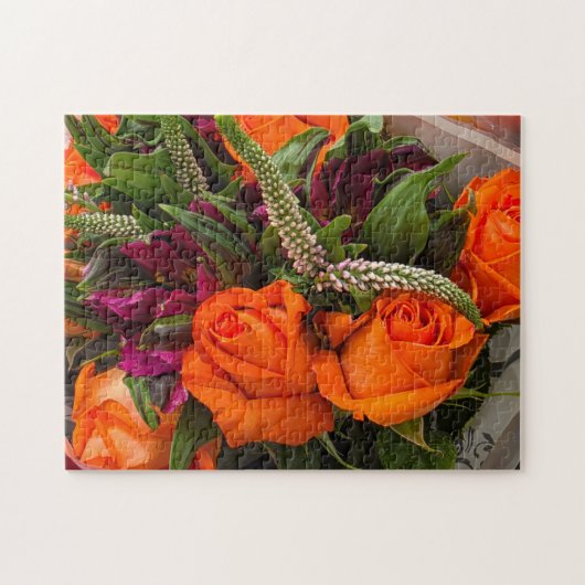 Herfst Zonsondergang Boeket Puzzel, 28 cm x 35,5 c Legpuzzel (Horizontaal)