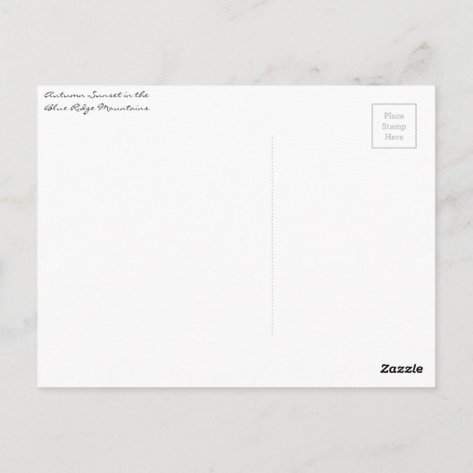 Herfst zonsondergang in de Blue Ridge Mountains Briefkaart (Achterkant)