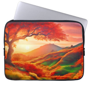 Herfst Zonsondergang Landschap Schilderkunst Kunst Laptop Sleeve