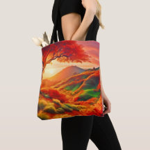 Herfst Zonsondergang Landschap Schilderkunst Kunst