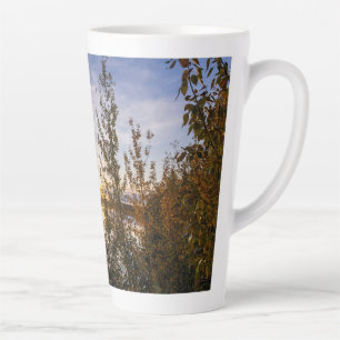 Herfst zonsondergang latte mok