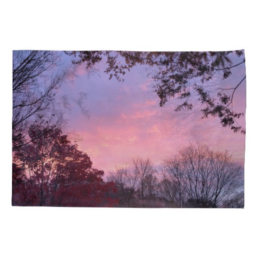 Herfst Zonsondergang Roze Blauwe Hemel Kussensloop (Achterkant-Links)