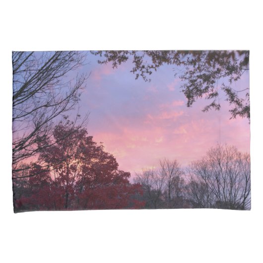  Herfst Zonsondergang Roze Blauwe Hemel Kussensloop (Voorkant-Rechts)