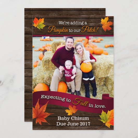 Herfst Zwangerschap Aankondiging met Afbeelding (Voorkant / Achterkant)