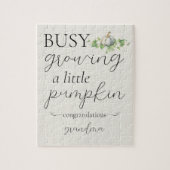 Herfst zwangerschapsaankondiging kleine pompoen pu legpuzzel (Verticaal)