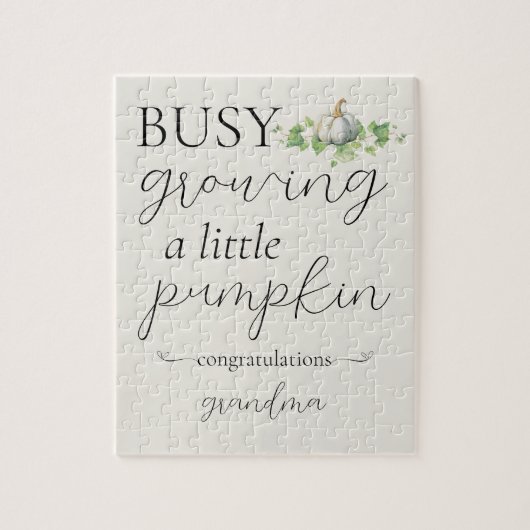 Herfst zwangerschapsaankondiging kleine pompoen pu legpuzzel (Verticaal)