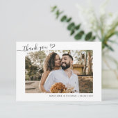 Herfst zwart boho eenvoudige foto hart script brui bedankkaart (Staand voorkant)