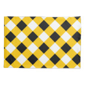Herfst Zwart Geel Geruite Geometrische Patroon Kussensloop (Achterkant)