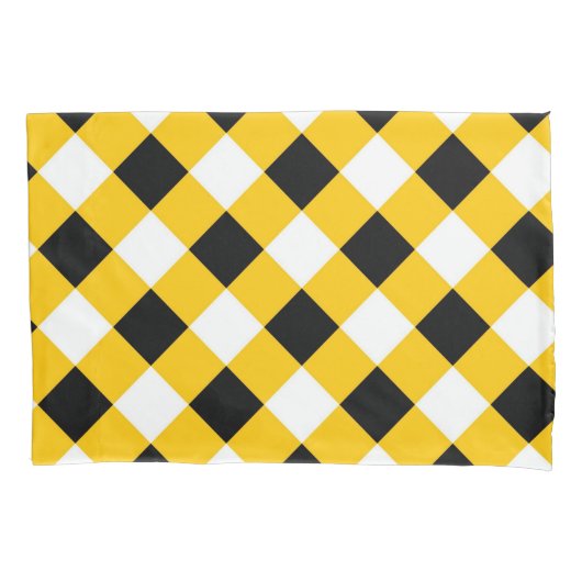 Herfst Zwart Geel Geruite Geometrische Patroon Kussensloop (Voorkant)