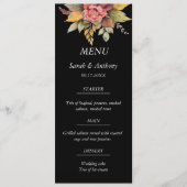 Herfst Zwart Herfst Bloemen Herfst Bruiloft Eten Menu (Voorkant)