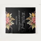 Herfst Zwart Herfst Boho Rustiek Bloemen Bruiloft Wandkleed (Voorkant (horizontaal))