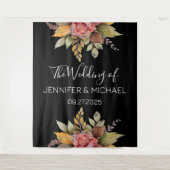 Herfst Zwart Herfst Boho Rustiek Bloemen Bruiloft Wandkleed (Voorkant)