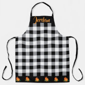 Herfst zwart-wit Gingham-patroon en pompoenen Schort (Voorkant)