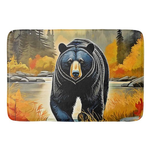 Herfst Zwarte Beer Badmat (Voorkant)