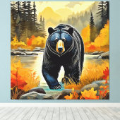 Herfst Zwarte Beer Canvas Afdruk (Insitu (Houten vloer))