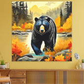 Herfst Zwarte Beer Canvas Afdruk (Insitu (Woonkamer))