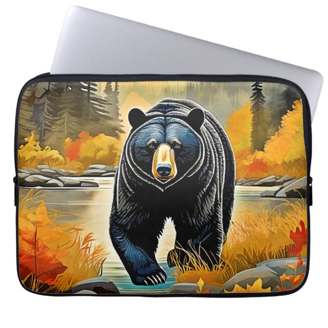 Herfst Zwarte Beer Laptop Sleeve (Voorkant)