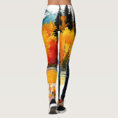 Herfst Zwarte Beer Rivier Ontwerp Leggings (Achterkant)
