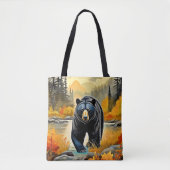 Herfst Zwarte Beer Tote Bag (Voorkant)