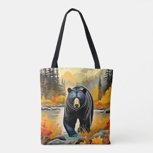 Herfst Zwarte Beer Tote Bag (Achterkant)