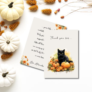 Herfst Zwarte Kat & Pompoenen Bedankkaart