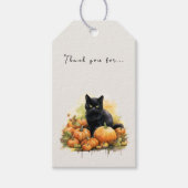 Herfst Zwarte Kat & Pompoenen Cadeaulabel (Voorkant)