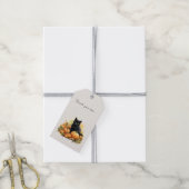 Herfst Zwarte Kat & Pompoenen Cadeaulabel (Met Touw)