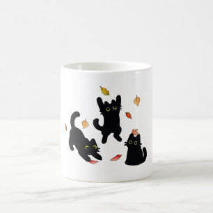 Herfst Zwarte Kat Silhouetten Koffiemok