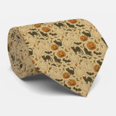  Herfst Zwarte Katten & Pompoenen Halloween Stropdas (Opgerold)