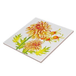 Herfstaankomst op een keramische tegel tegeltje