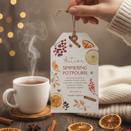 Herfstachtig sudderend potpourri cadeaulabel