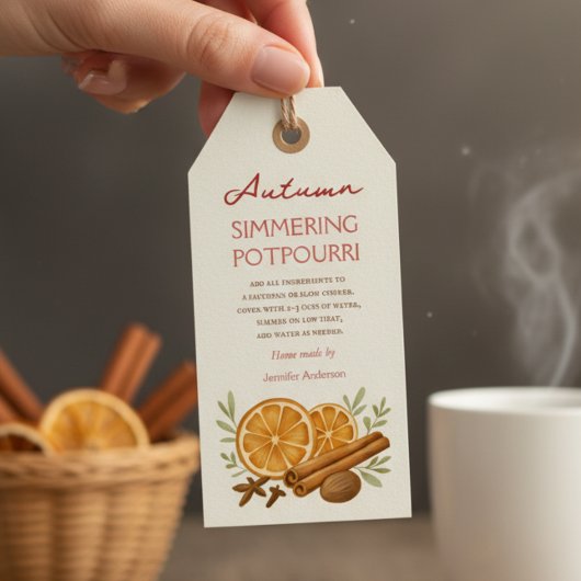 Herfstachtig sudderend potpourri cadeaulabel