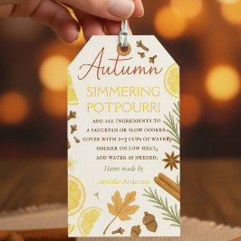 Herfstachtige potpourri cadeaulabel