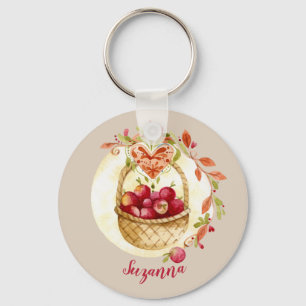 Herfstappelmand gepersonaliseerde sleutelhanger