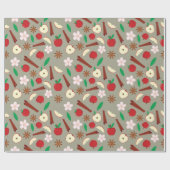 Herfstappels, bloemen, steranijs Thanksgiving Cadeaupapier (Vlak)