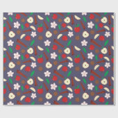 Herfstappels en bloeibloemen Herfst Naadloos Cadeaupapier (Vlak)