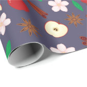 Herfstappels en bloeibloemen Herfst Naadloos Cadeaupapier (Rol Hoek)