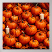 Herfstarrangement van pompoenen met bladeren poster (Voorkant)