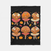 Herfstballerina's dansen Schattige Turkije Thanksg Fleece Deken (Voorkant)