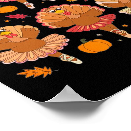 Herfstballerina's dansen Schattige Turkije Thanksg Poster (Hoek)