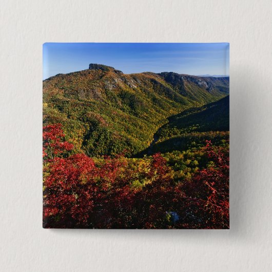 Herfstbeeld van Linville Gorge vaak genoemd de Vierkante Button 5,1 Cm (Voorkant)