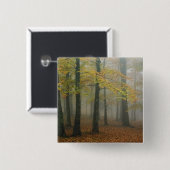 Herfstbeeld van nevelig bos, Grandfather 3 Vierkante Button 5,1 Cm (Voorkant /achterkant)