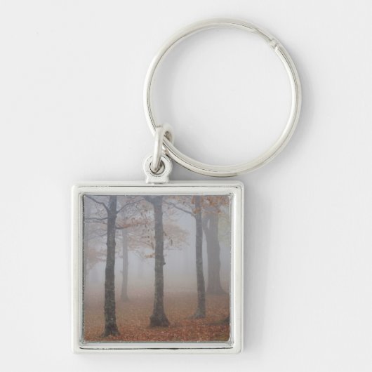 Herfstbeeld van nevelig bos, Grootvader Sleutelhanger (Voorkant)
