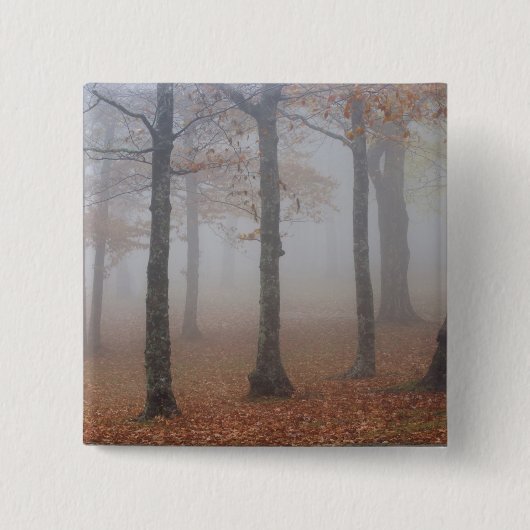 Herfstbeeld van nevelig bos, Grootvader Vierkante Button 5,1 Cm (Voorkant)