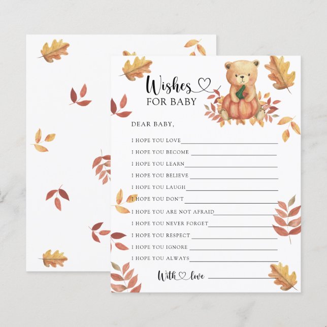 Herfstbeer - Feestspel | Wensen voor baby (Voorkant / Achterkant)