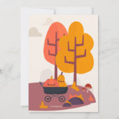 Herfstbeer vervoert pompoenen kaart (Achterkant)